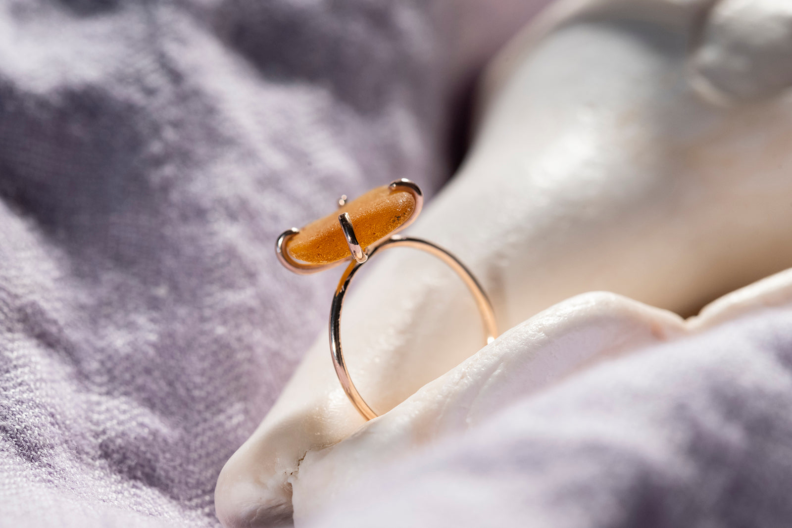 OCEAN GLASS ring - 14K rose gold - yellow #2