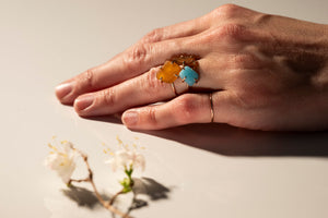 OCEAN GLASS ring - 14K rose gold - yellow #2