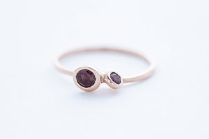 REEF DOUBLE ring - 14K rose gold | w. tourmaline and ruby