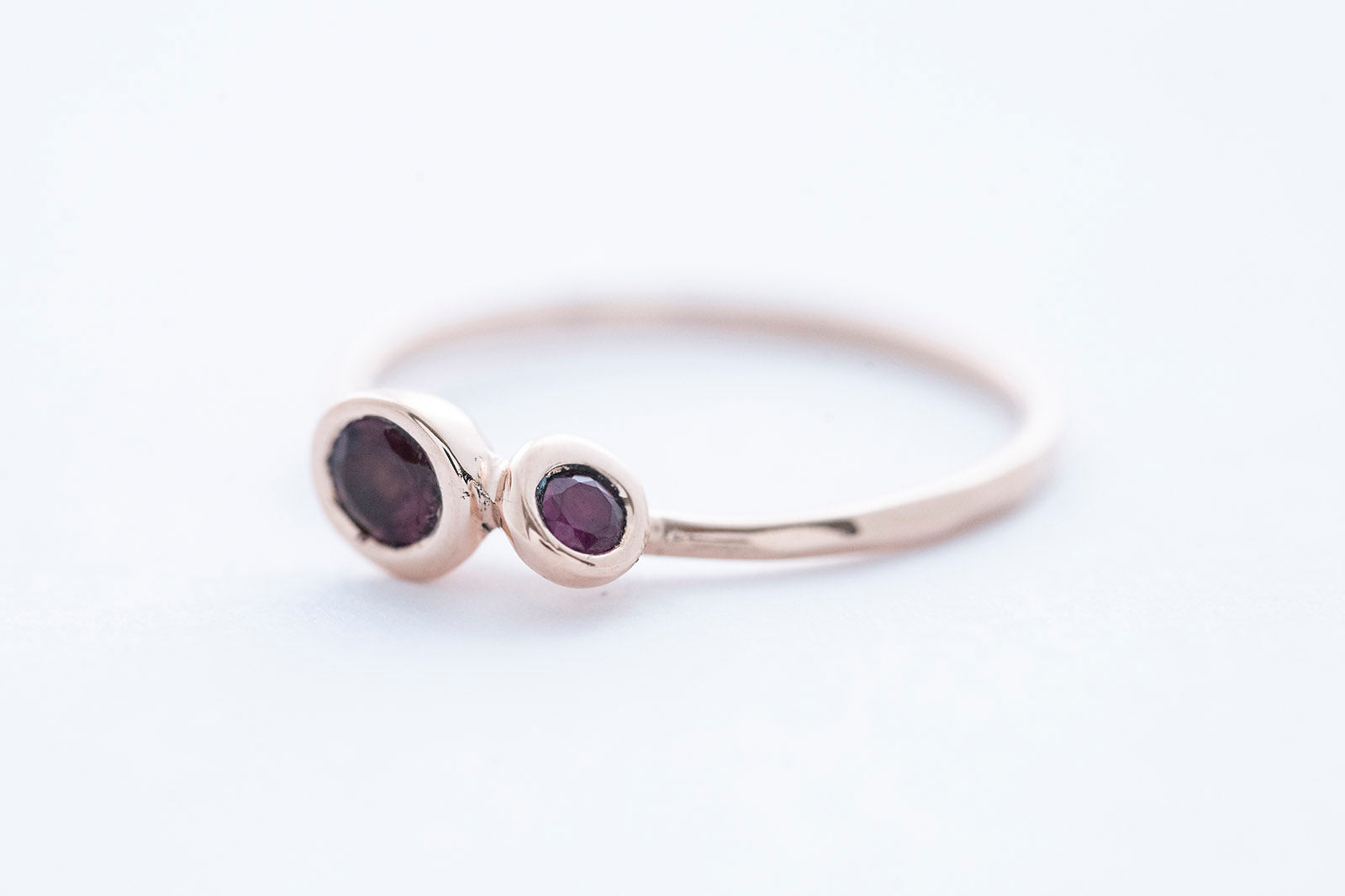 REEF DOUBLE ring - 14K rose gold | w. tourmaline and ruby