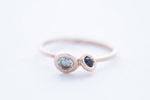 REEF DOUBLE ring - 14K rose gold | w. aqua and sapphire