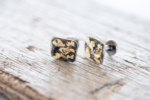 GENTS cufflinks - sterling silver with 24K burmese gold leaf