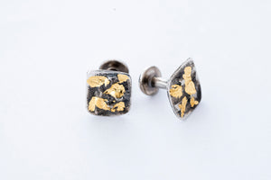 GENTS cufflinks - sterling silver with 24K burmese gold leaf