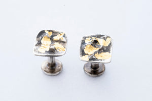 GENTS cufflinks - sterling silver with 24K burmese gold leaf