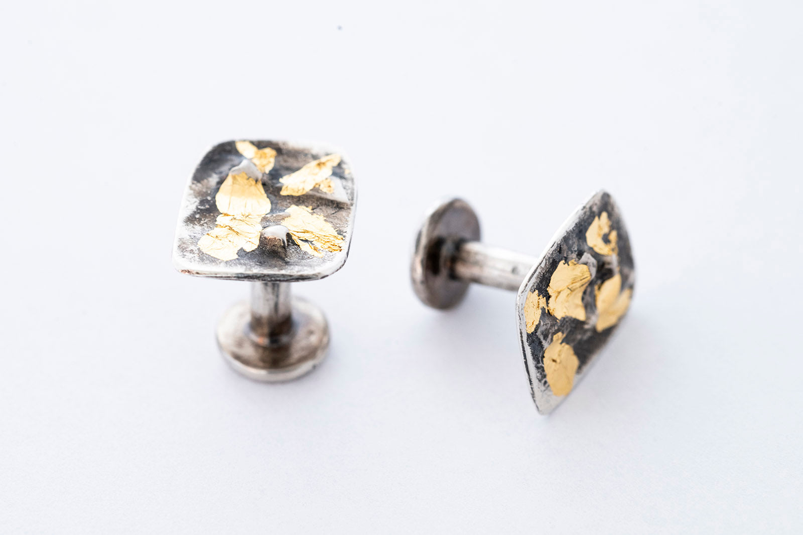 GENTS cufflinks - sterling silver with 24K burmese gold leaf