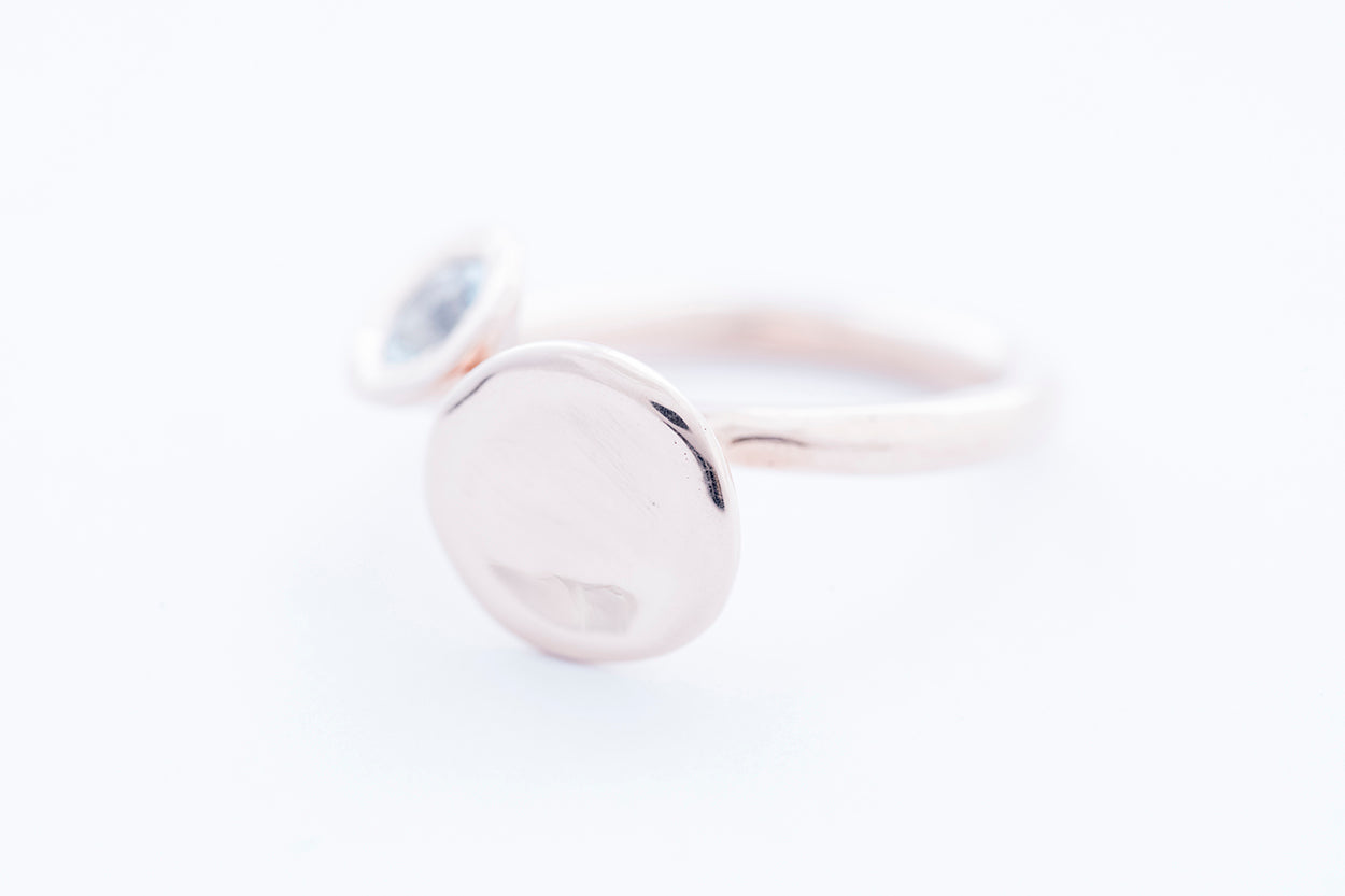 REEF DOUBLE ring - 14K rose gold | w. aquamarine