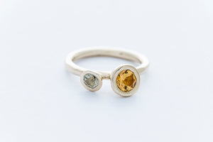 REEF DOUBLE ring - 14K yellow gold | w. two citrine stones