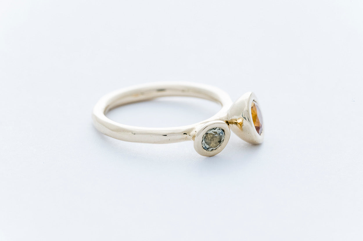REEF DOUBLE ring - 14K yellow gold | w. two citrine stones