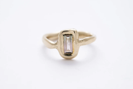 14 karátos arany gyűrű, watermelon turmalin